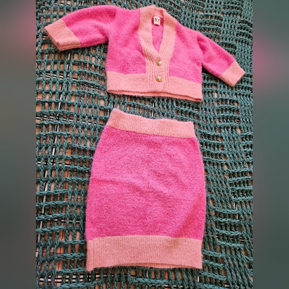 Cropped Top And Mini Knitted Set XS